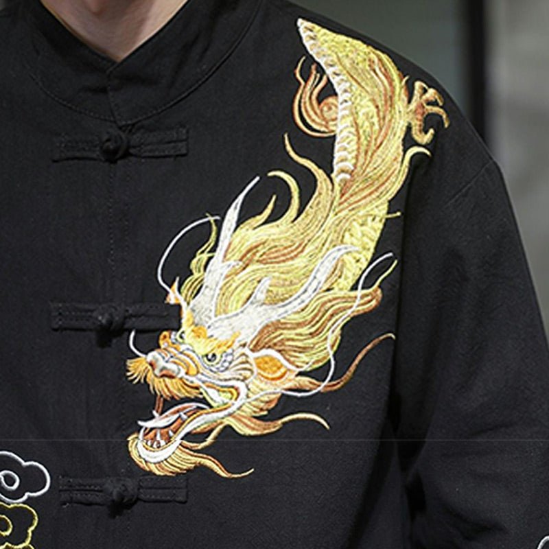 Nimara Ritual Dragon Auspicious Cloud Embroidery Clothing Chinese Tang Suit Jacket Men Clothing