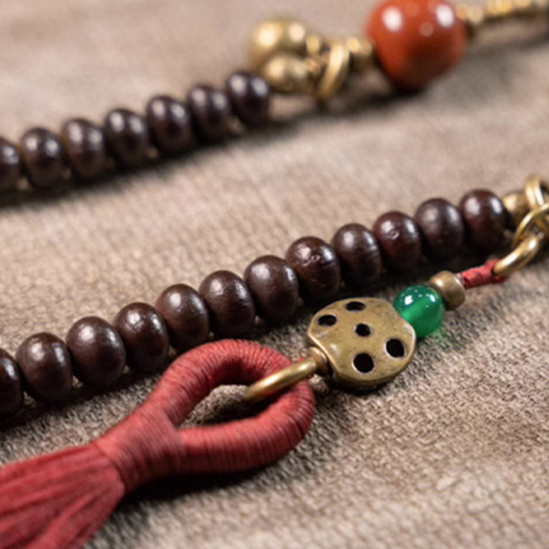 Nimara Ritual 108 Mala Beads Natural Tibet Purple Bodhi Seed Auspiciousness Bracelet