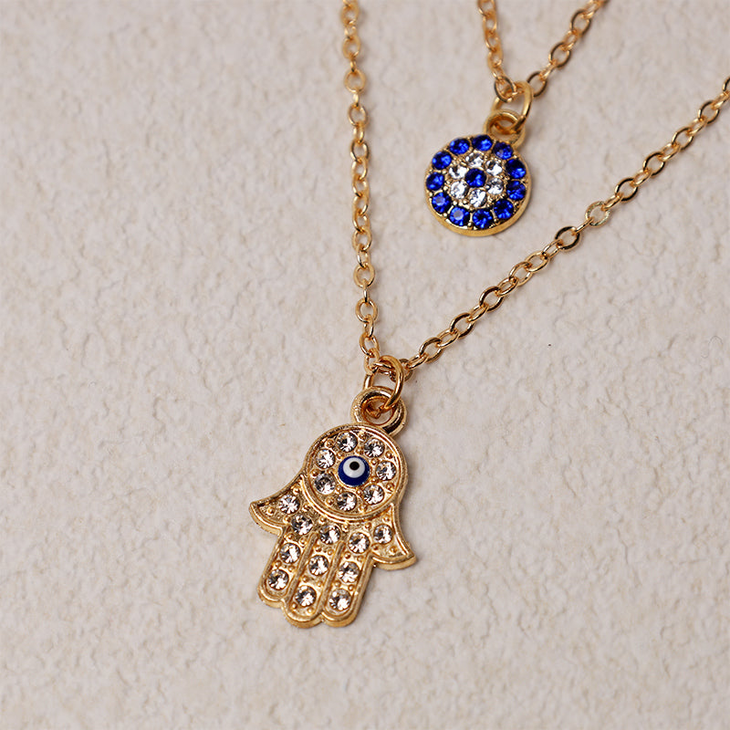 Nimara Ritual Evil Eye Hamsa Symbol Blessing Luck Chain Necklace Pendant