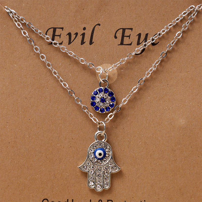 Nimara Ritual Evil Eye Hamsa Symbol Blessing Luck Chain Necklace Pendant