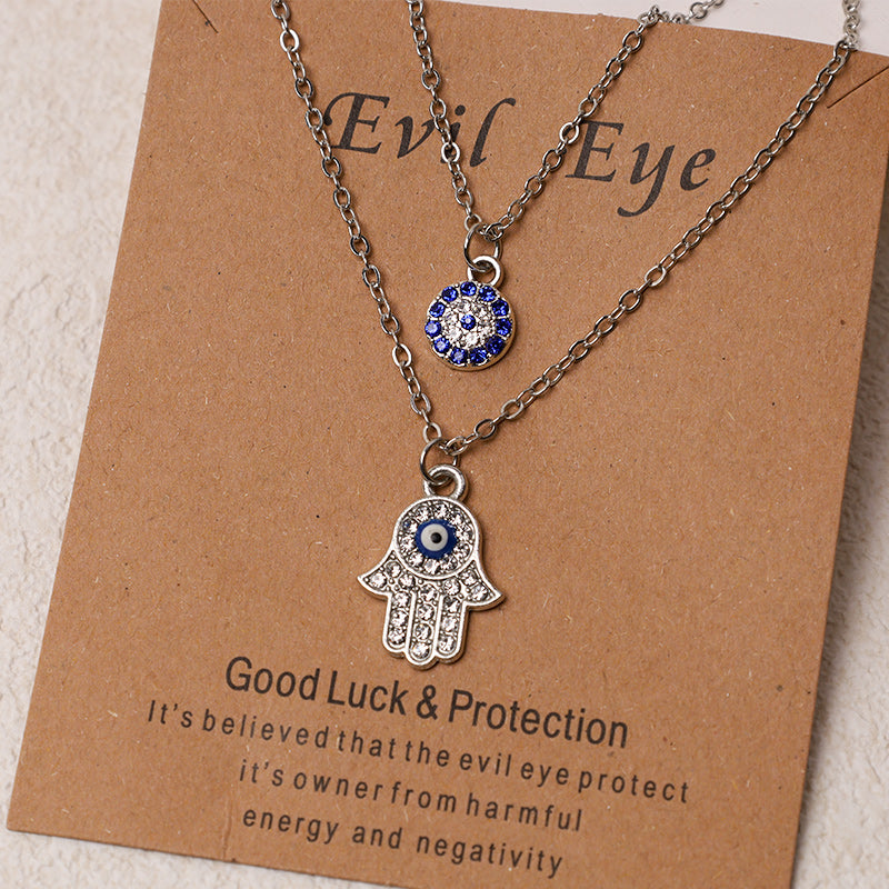 Nimara Ritual Evil Eye Hamsa Symbol Blessing Luck Chain Necklace Pendant