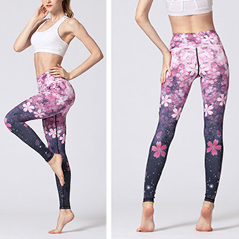 Nimara Ritual Lines Weeds Sakura Flowers Black Tree Print Pants Sports Fitness Yoga Leggings Women's Yoga Pants