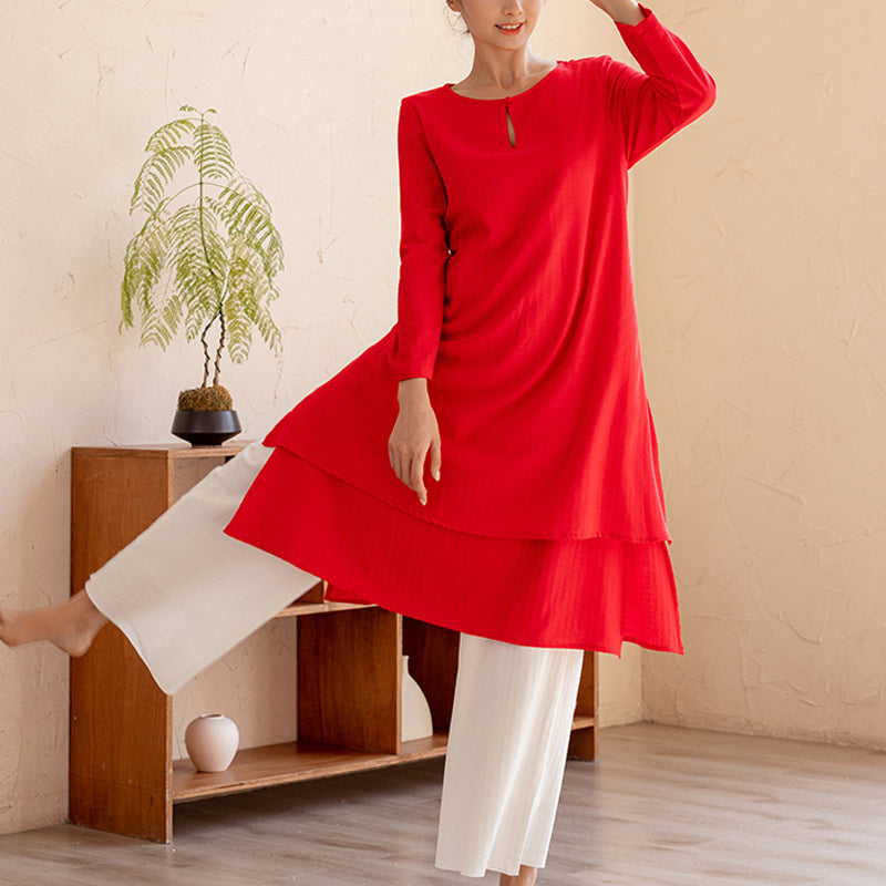 Nimara Ritual 2Pcs Simple Design Tai Chi Meditation Yoga Clothing Top Pants Women's Set