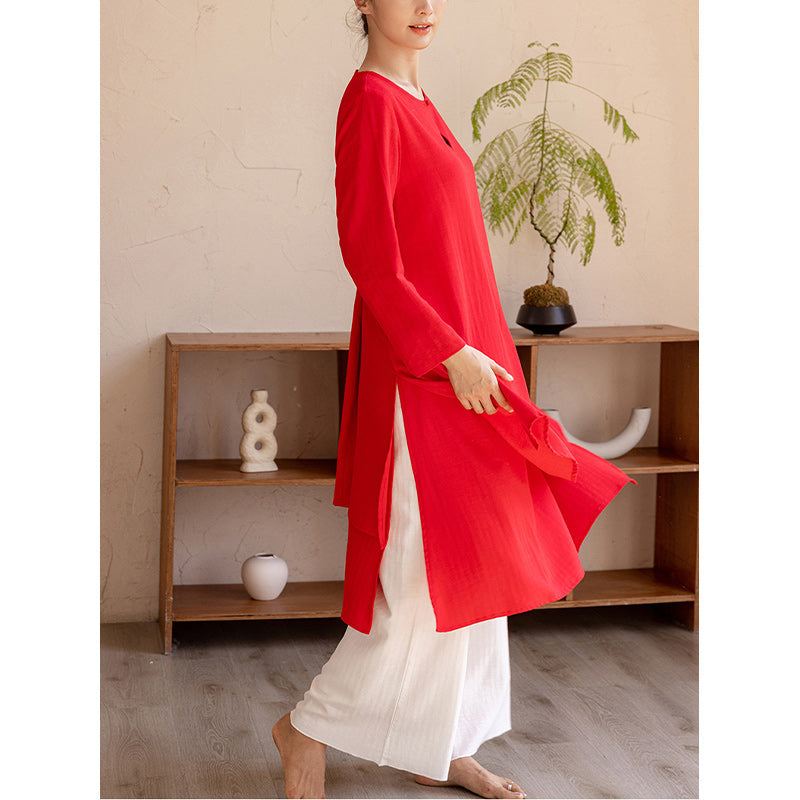 Nimara Ritual 2Pcs Simple Design Tai Chi Meditation Yoga Clothing Top Pants Women's Set