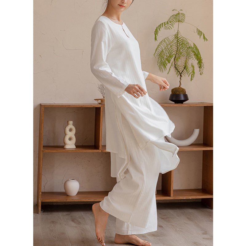 Nimara Ritual 2Pcs Simple Design Tai Chi Meditation Yoga Clothing Top Pants Women's Set