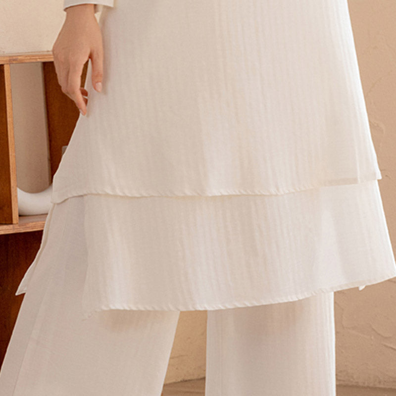 Nimara Ritual 2Pcs Simple Design Tai Chi Meditation Yoga Clothing Top Pants Women's Set