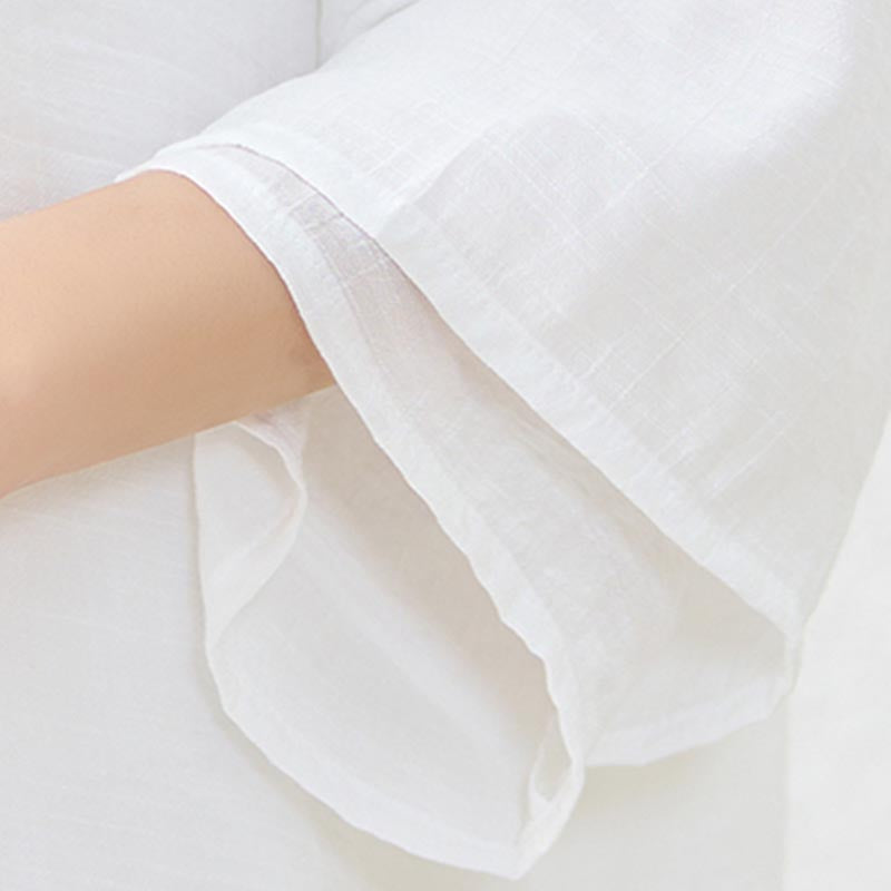 Nimara Ritual 2Pcs Simple Chinese Frog Button Design Top Pants Meditation Yoga Zen Tai Chi Cotton Clothing Women's Set