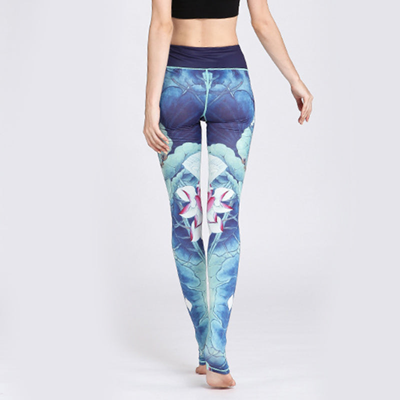 Nimara Ritual Lotus Flower Print Design Pants Sports Fitness Yoga Leggings Women's Yoga Pants