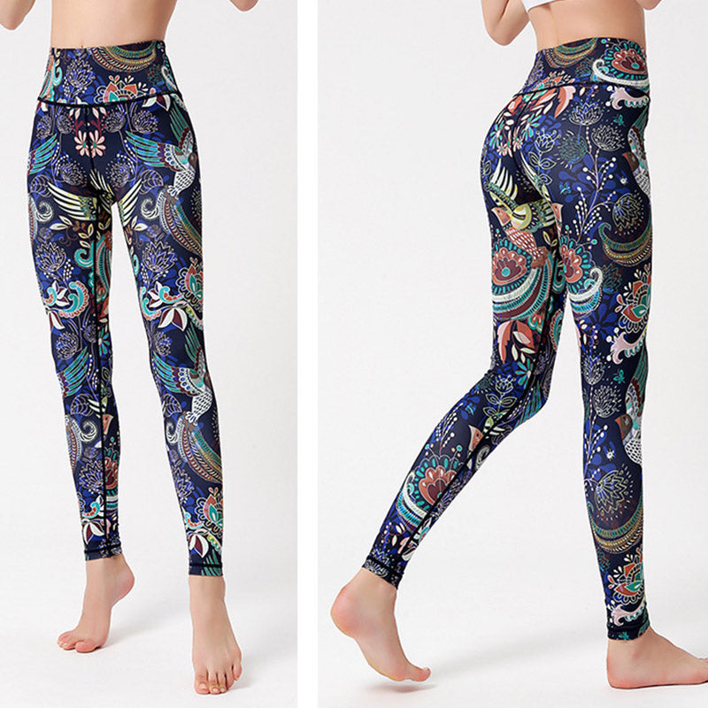 Nimara Ritual Flowers Leaves Birds Print Pants Sports Fitness Yoga Dance Leggings Women's Yoga Pants