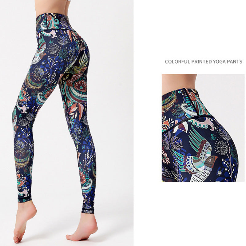 Nimara Ritual Flowers Leaves Birds Print Pants Sports Fitness Yoga Dance Leggings Women's Yoga Pants