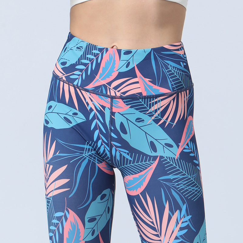 Nimara Ritual Leaves Print Pants Sports Fitness Yoga High Waist Leggings Women's Yoga Pants