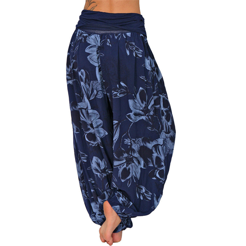 Nimara Ritual Flower Leaves Pattern Loose Harem Trousers Women's Yoga Pants