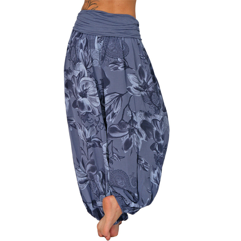 Nimara Ritual Flower Leaves Pattern Loose Harem Trousers Women's Yoga Pants