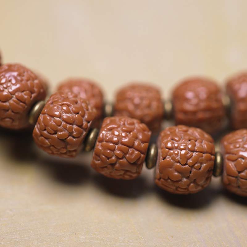 Nimara Ritual 108 Mala Rudraksha Beads Bodhi Seed Dzi Bead Luck Auspiciousness Tassel Bracelet