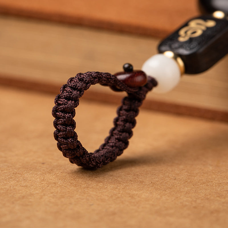 Nimara Ritual Ebony Wood Bodhi Seed Lotus Enlightenment Key Chain Decoration