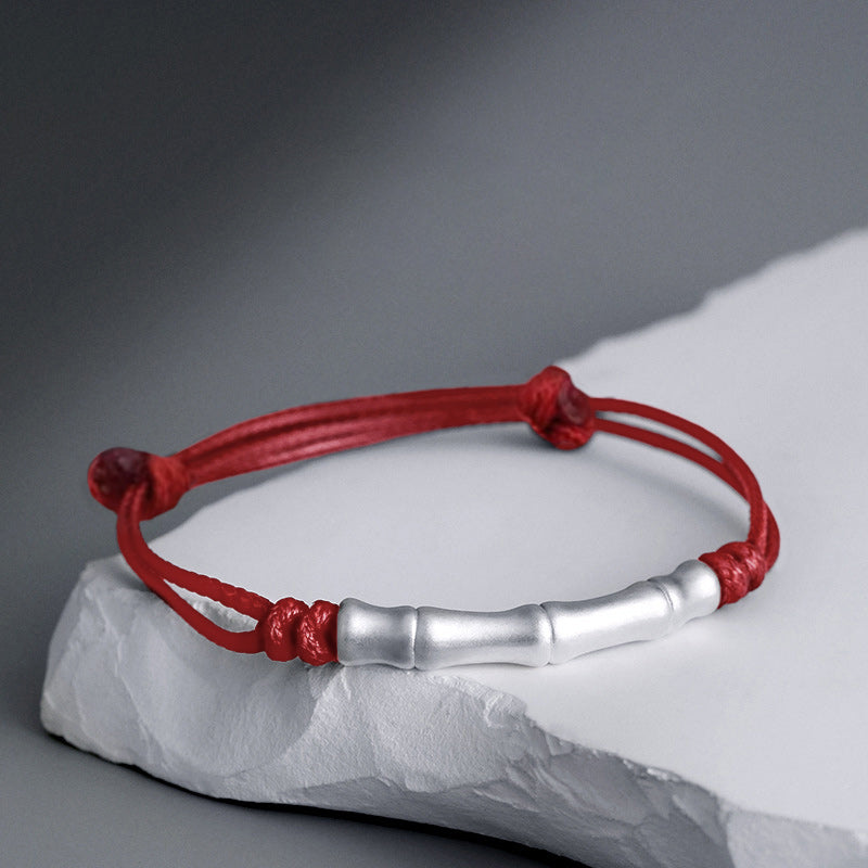 Nimara Ritual 999 Sterling Silver Bone Pattern Luck Rope Braided Bracelet