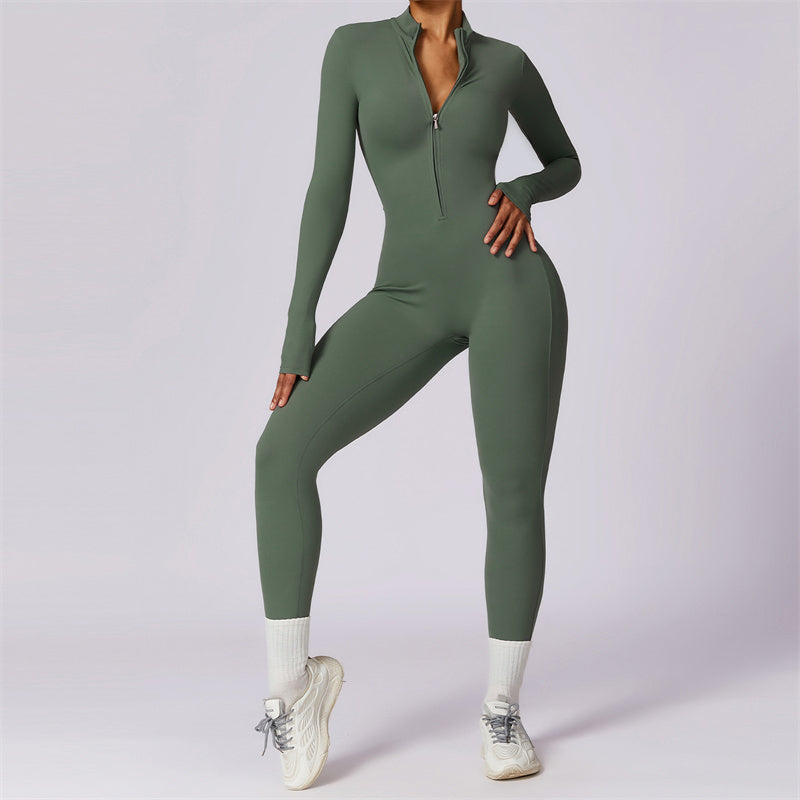 Nimara Ritual Women Zipper Long Sleeve Shapewear Jumpsuit Sports Fitness Yoga Bodysuit