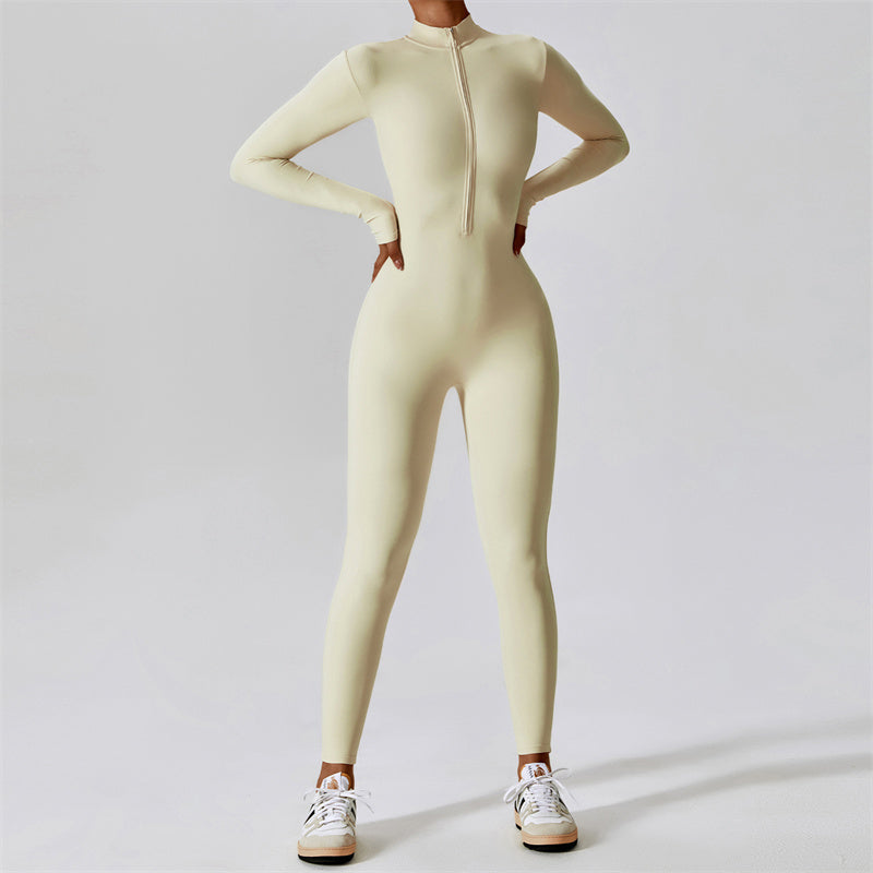 Nimara Ritual Women Zipper Long Sleeve Shapewear Jumpsuit Sports Fitness Yoga Bodysuit