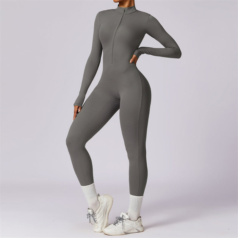 Nimara Ritual Women Zipper Long Sleeve Shapewear Jumpsuit Sports Fitness Yoga Bodysuit