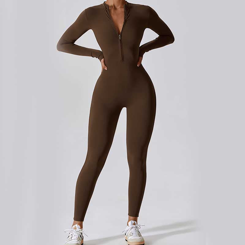 Nimara Ritual Women Zipper Long Sleeve Shapewear Jumpsuit Sports Fitness Yoga Bodysuit