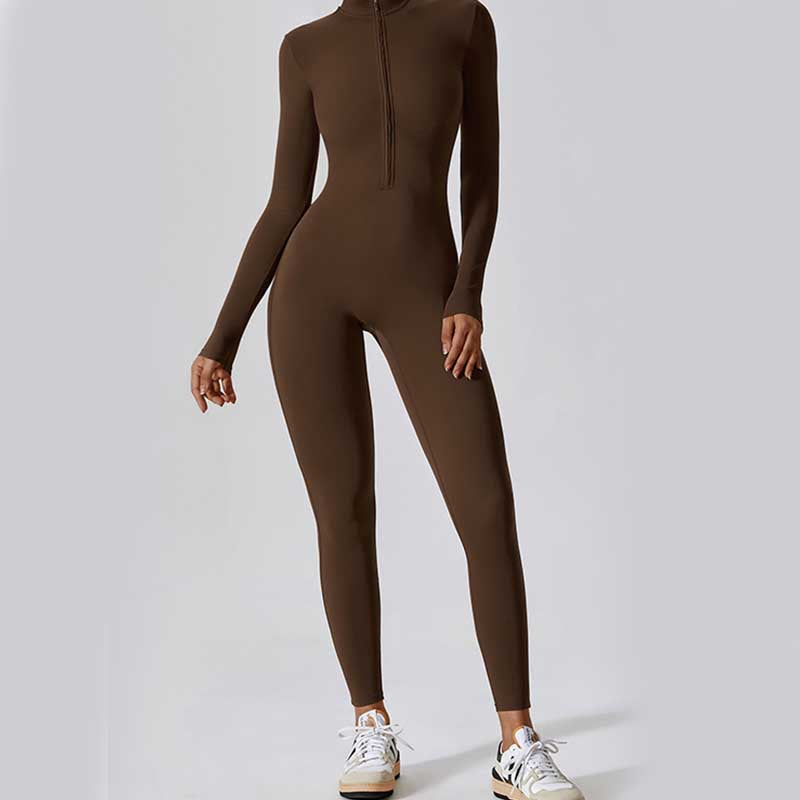 Nimara Ritual Women Zipper Long Sleeve Shapewear Jumpsuit Sports Fitness Yoga Bodysuit