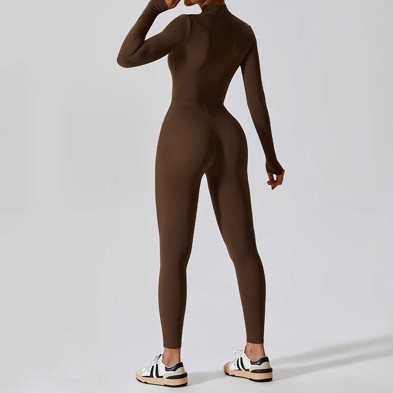Nimara Ritual Women Zipper Long Sleeve Shapewear Jumpsuit Sports Fitness Yoga Bodysuit