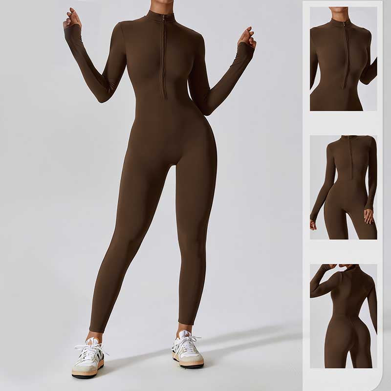 Nimara Ritual Women Zipper Long Sleeve Shapewear Jumpsuit Sports Fitness Yoga Bodysuit