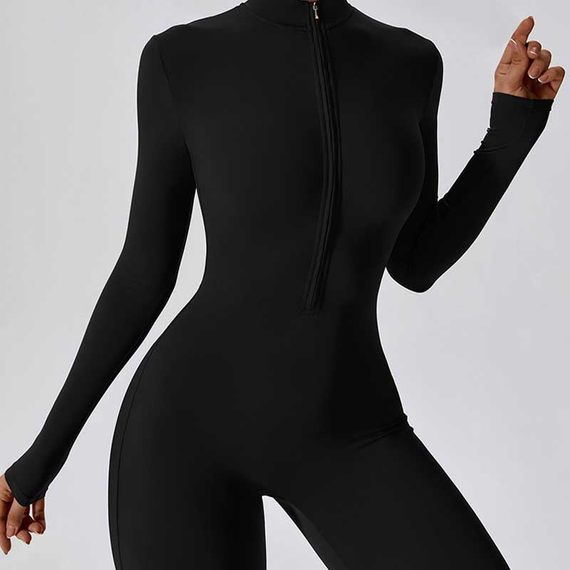 Nimara Ritual Women Zipper Long Sleeve Shapewear Jumpsuit Sports Fitness Yoga Bodysuit