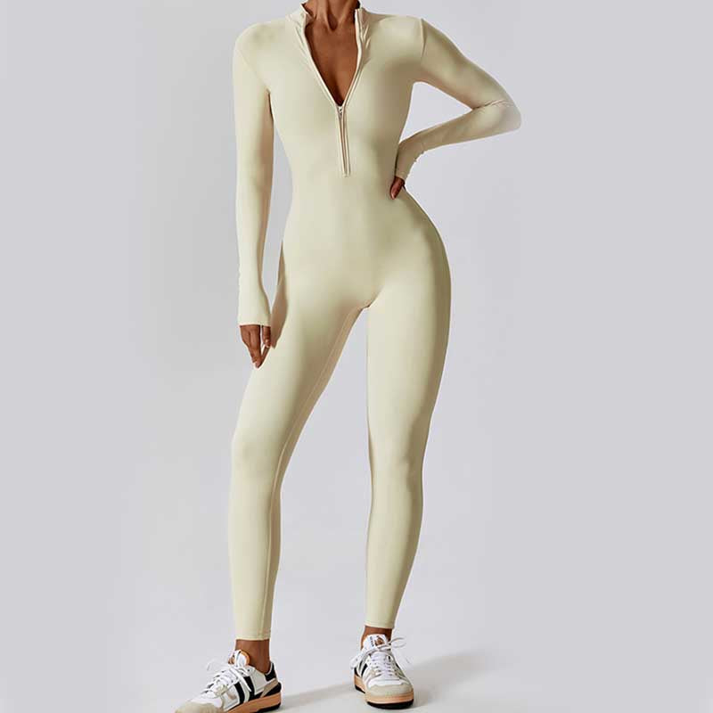Nimara Ritual Women Zipper Long Sleeve Shapewear Jumpsuit Sports Fitness Yoga Bodysuit