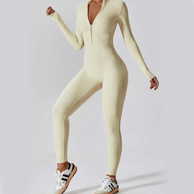 Nimara Ritual Women Zipper Long Sleeve Shapewear Jumpsuit Sports Fitness Yoga Bodysuit