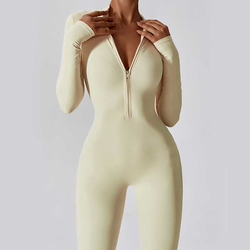 Nimara Ritual Women Zipper Long Sleeve Shapewear Jumpsuit Sports Fitness Yoga Bodysuit