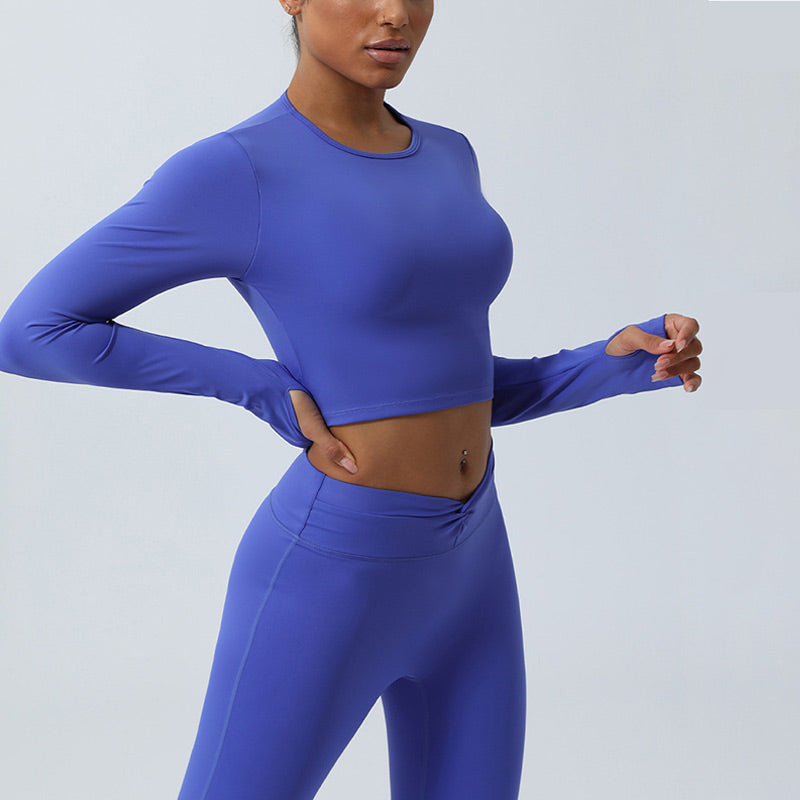 Nimara Ritual Women Workout Long Sleeve Crisscross Backless Top Tee Leggings Sports Fitness Yoga Outfit