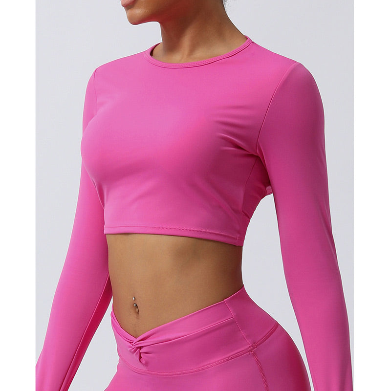 Nimara Ritual Women Workout Long Sleeve Crisscross Backless Top Tee Leggings Sports Fitness Yoga Outfit