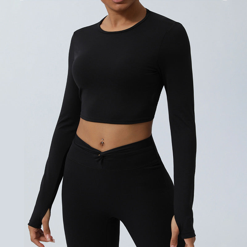 Nimara Ritual Women Workout Long Sleeve Crisscross Backless Top Tee Leggings Sports Fitness Yoga Outfit
