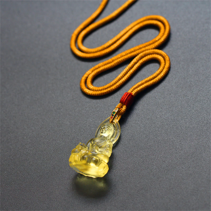 Nimara Ritual Blue Tathagata Buddha Medicine Buddha Liuli Crystal Serenity Amulet Necklace Pendant