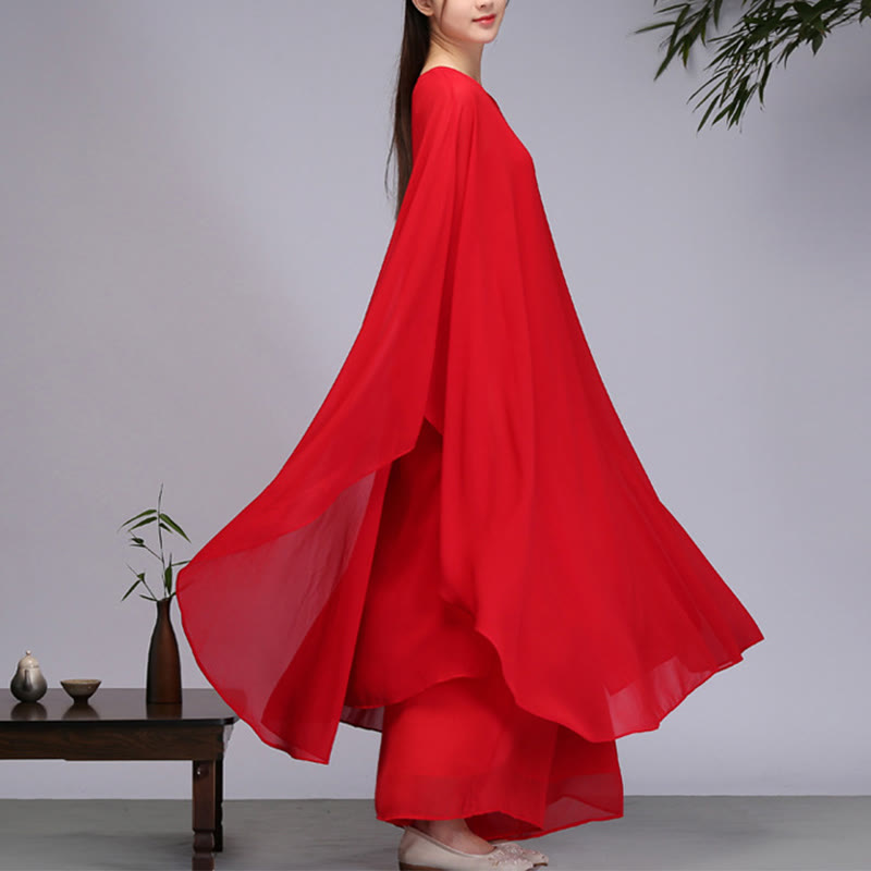 Nimara Ritual Simple Pattern Midi Dress Wide Leg Pants Meditation Spiritual Zen Practice Yoga Dance Clothing