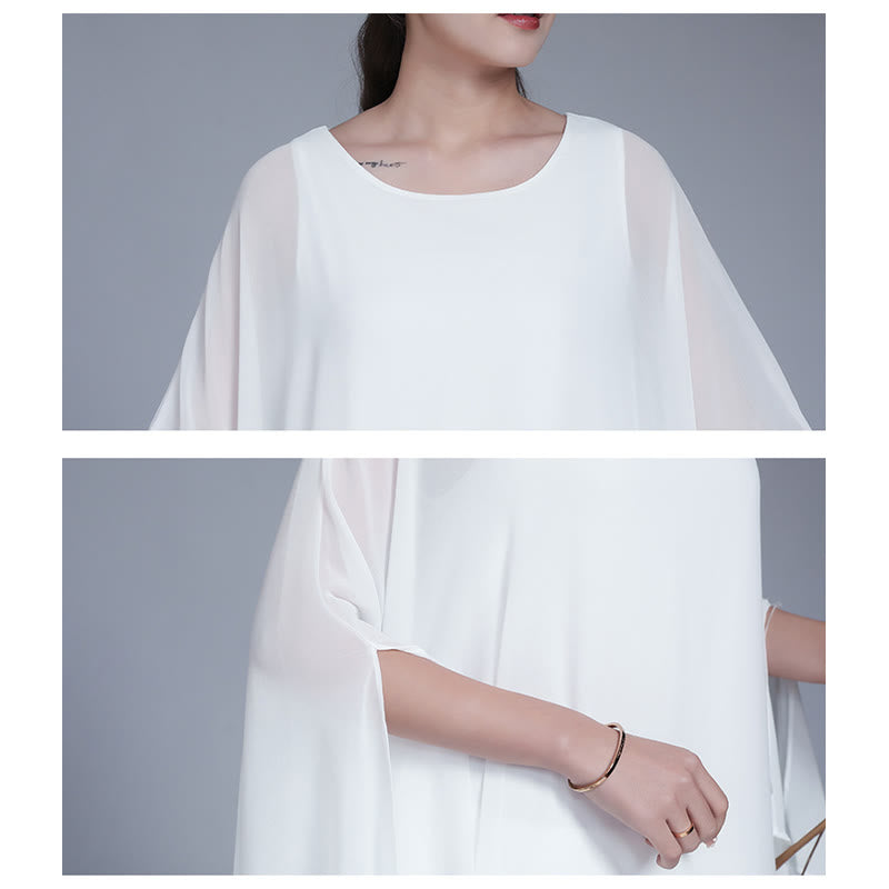 Nimara Ritual Simple Pattern Midi Dress Wide Leg Pants Meditation Spiritual Zen Practice Yoga Dance Clothing