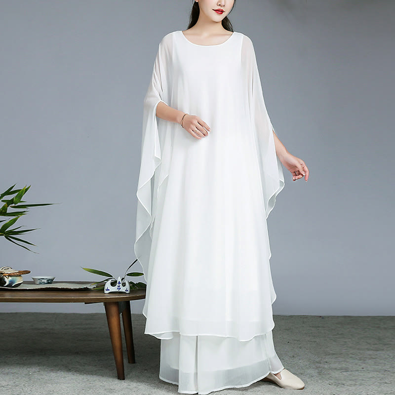 Nimara Ritual Simple Pattern Midi Dress Wide Leg Pants Meditation Spiritual Zen Practice Yoga Dance Clothing