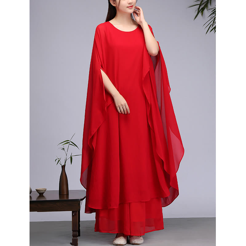 Nimara Ritual Simple Pattern Midi Dress Wide Leg Pants Meditation Spiritual Zen Practice Yoga Dance Clothing