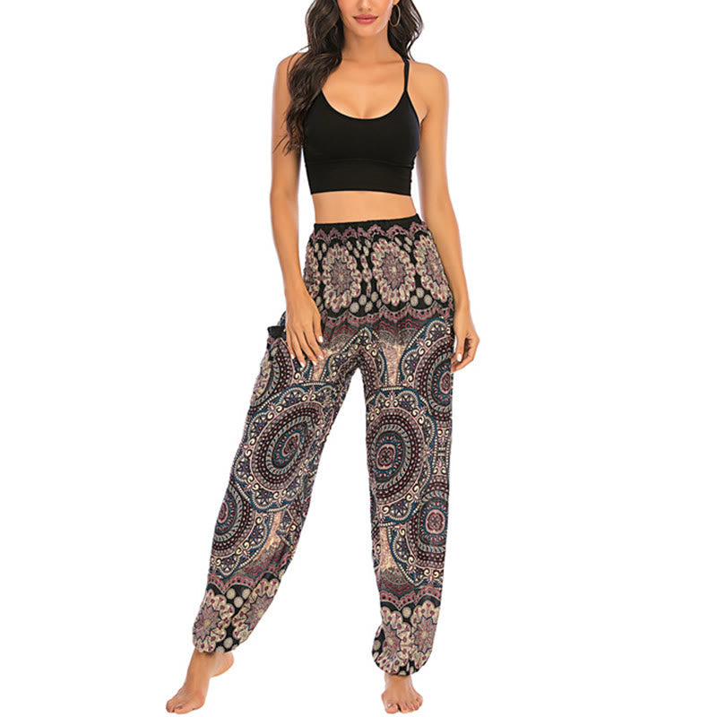 Nimara Ritual Boho Loose Round Geometric Pattern Harem Trousers Women's Yoga Pants