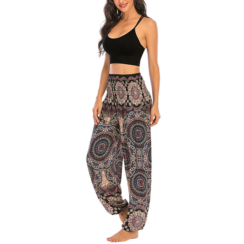 Nimara Ritual Boho Loose Round Geometric Pattern Harem Trousers Women's Yoga Pants