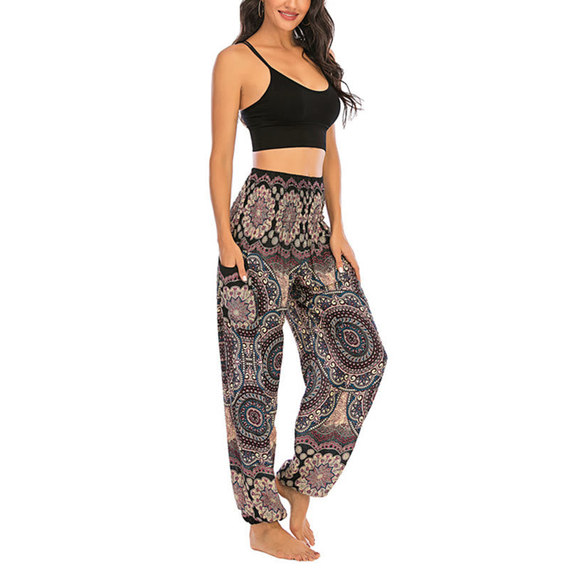 Nimara Ritual Boho Loose Round Geometric Pattern Harem Trousers Women's Yoga Pants