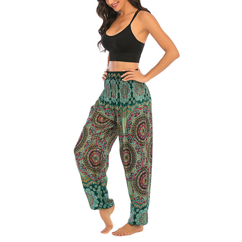 Nimara Ritual Boho Loose Round Geometric Pattern Harem Trousers Women's Yoga Pants