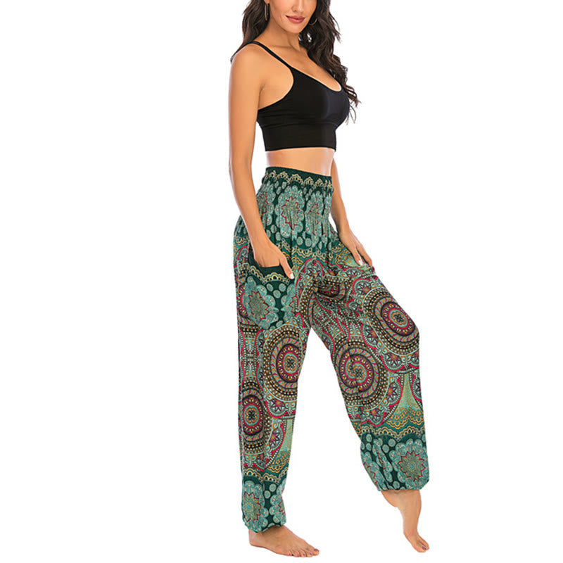 Nimara Ritual Boho Loose Round Geometric Pattern Harem Trousers Women's Yoga Pants