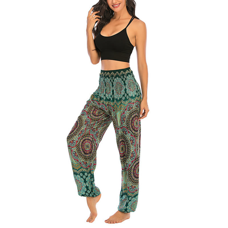 Nimara Ritual Boho Loose Round Geometric Pattern Harem Trousers Women's Yoga Pants