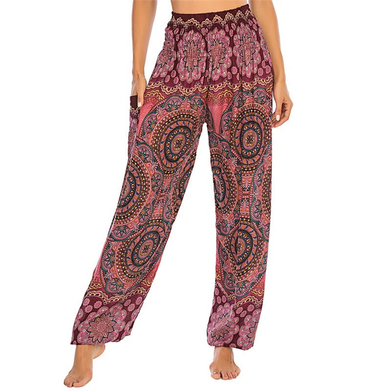 Nimara Ritual Boho Loose Round Geometric Pattern Harem Trousers Women's Yoga Pants