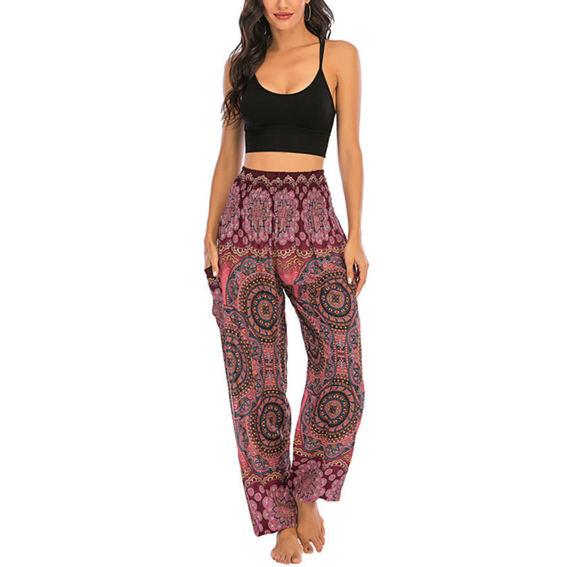 Nimara Ritual Boho Loose Round Geometric Pattern Harem Trousers Women's Yoga Pants