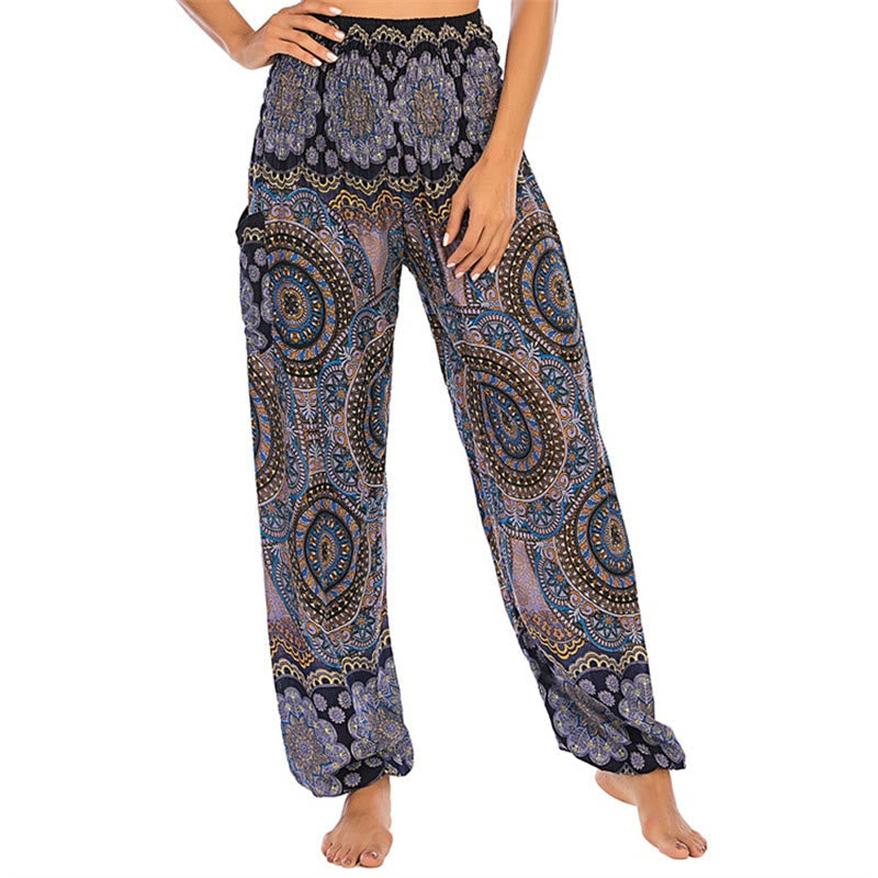 Nimara Ritual Boho Loose Round Geometric Pattern Harem Trousers Women's Yoga Pants
