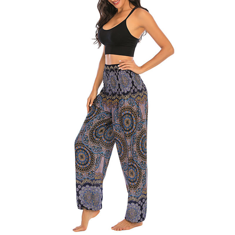 Nimara Ritual Boho Loose Round Geometric Pattern Harem Trousers Women's Yoga Pants