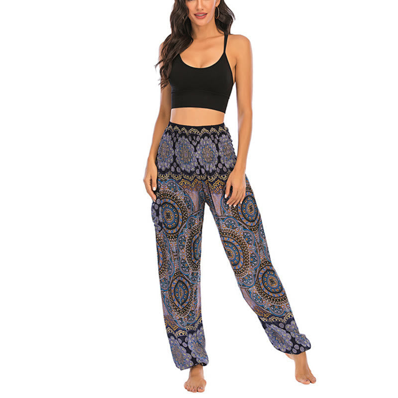 Nimara Ritual Boho Loose Round Geometric Pattern Harem Trousers Women's Yoga Pants